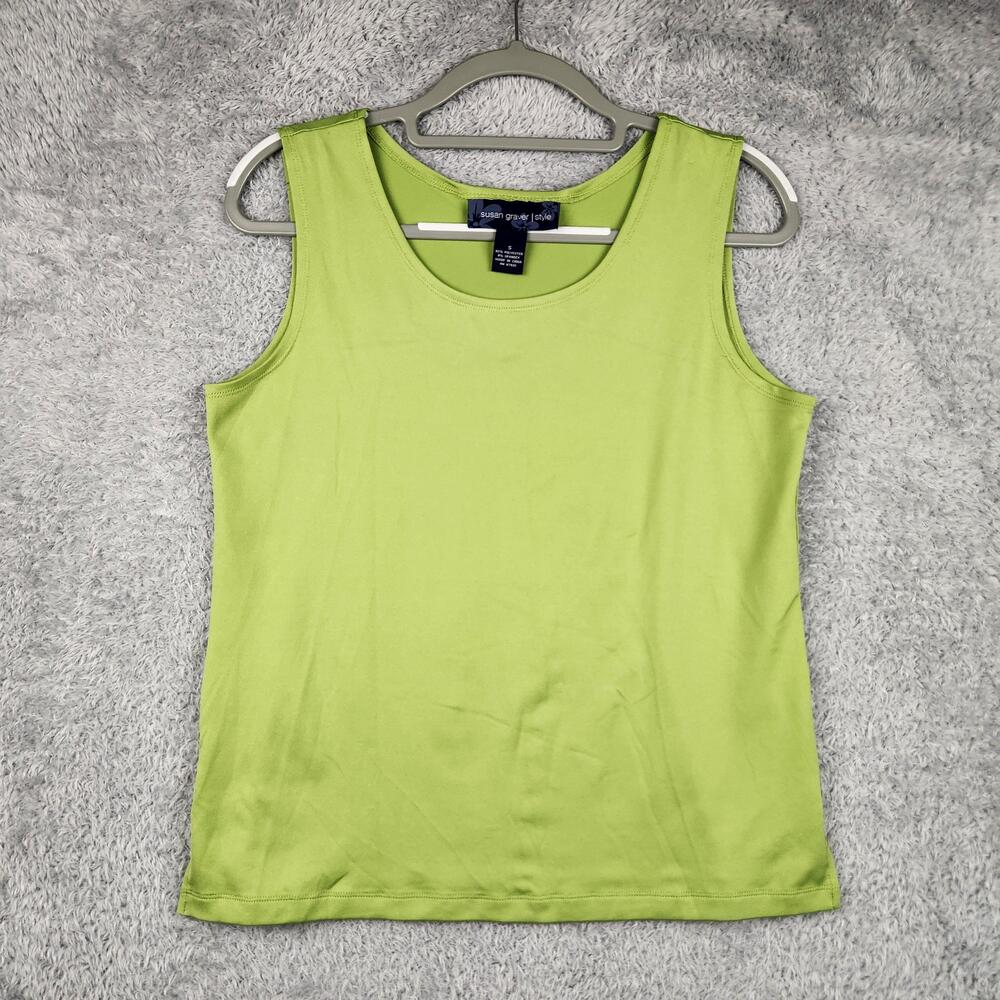 Vintage Susan Graver Tank Top Womens Small Green Stretch Earth Fairy Layer Y2k